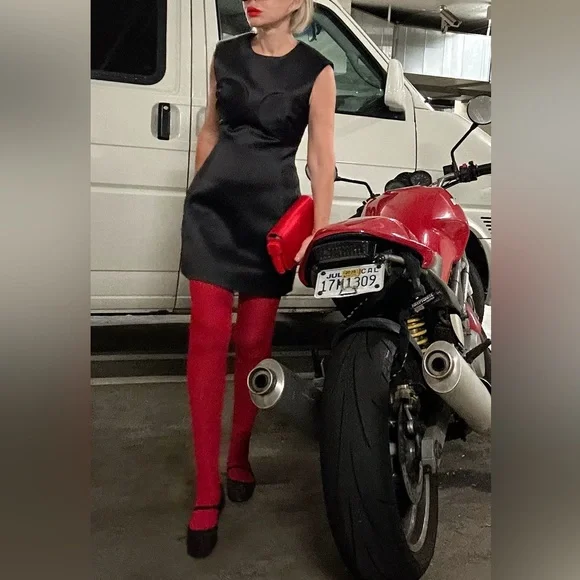 Valentino Silk Blend Ribbed Tights.Brand New. red wine color - Picture 3 of 11